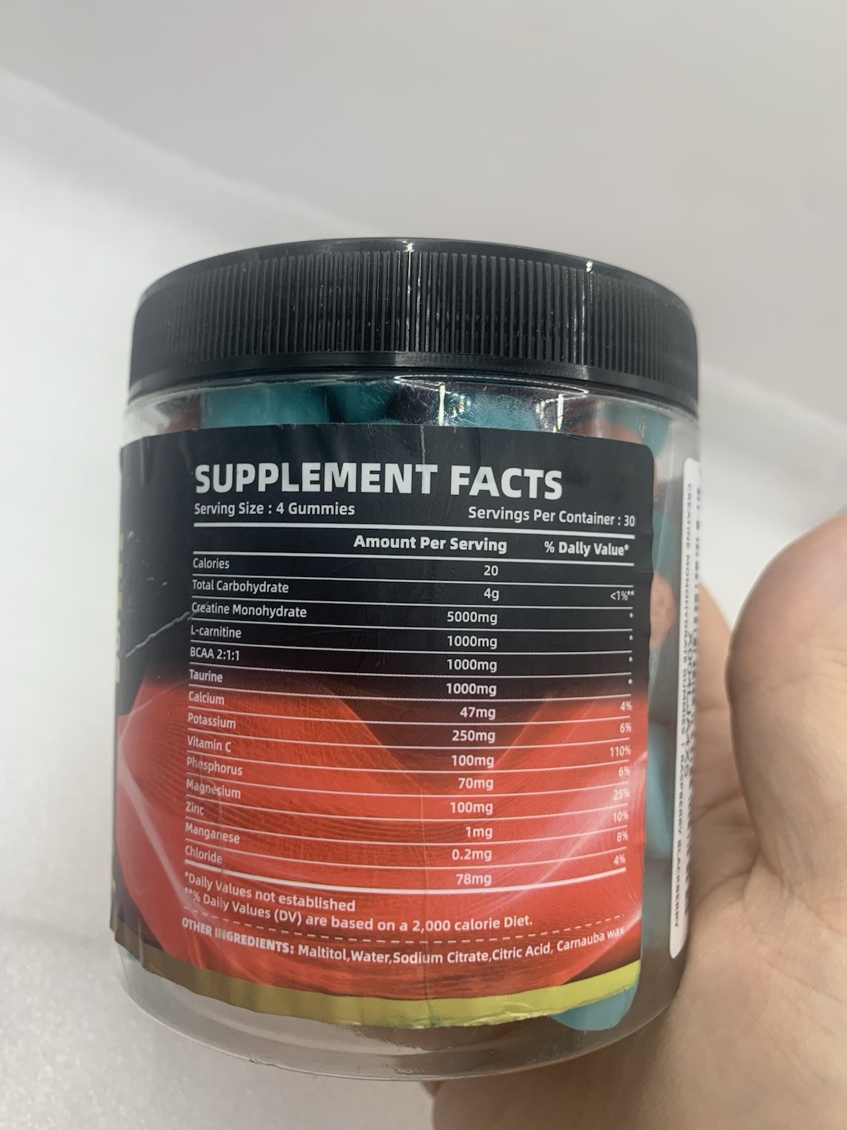 Creatine Monohydrate Gummies 5g Raspberry Blackberry 120ct Exp 07/2027 BM