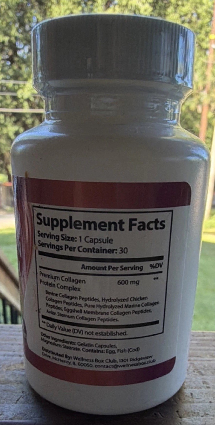 Collagen Complex 600mg 30 Capsules Non-GMO GMP Certified Exp 01/2028