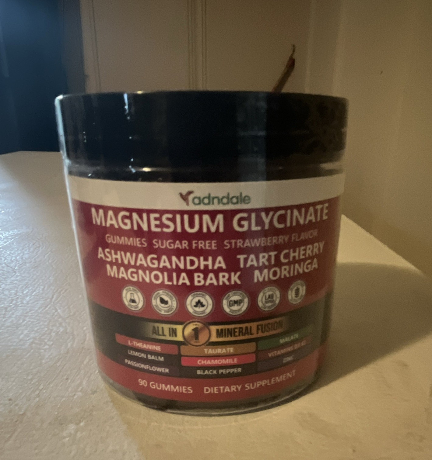 adndale Magnesium Glycinate Gummies Sugar-Free Strawberry w/ Ashwagandha 90