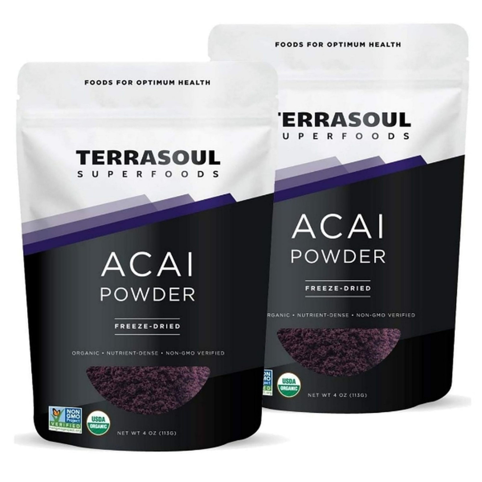Terrasoul Organic Acai Berry Powder 8oz Freeze-Dried Non-GMO USDA Organic Vegan