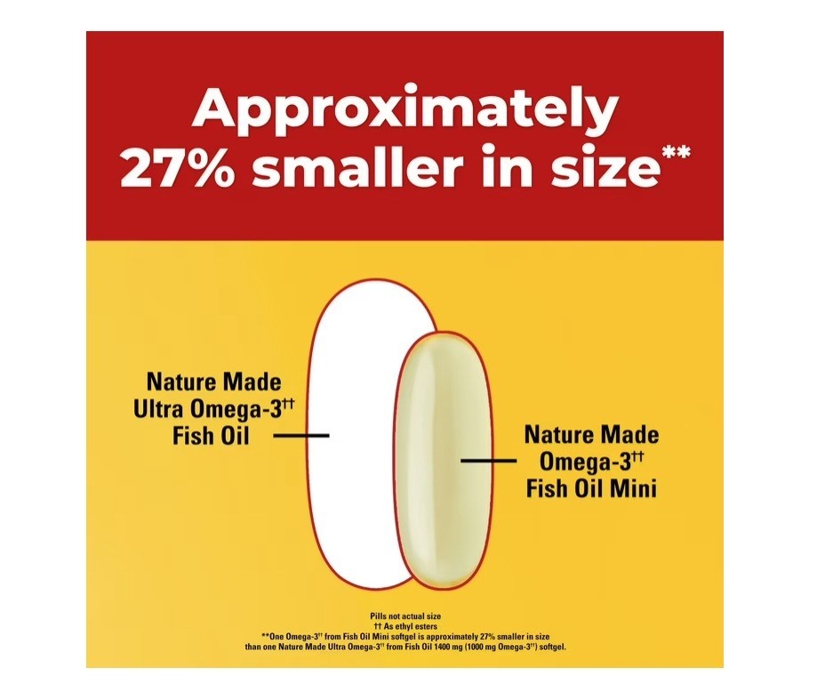 Nature Made Burp-Less Omega-3 from Fish Oil 1400 Mg Minis Softgels, 80 Count