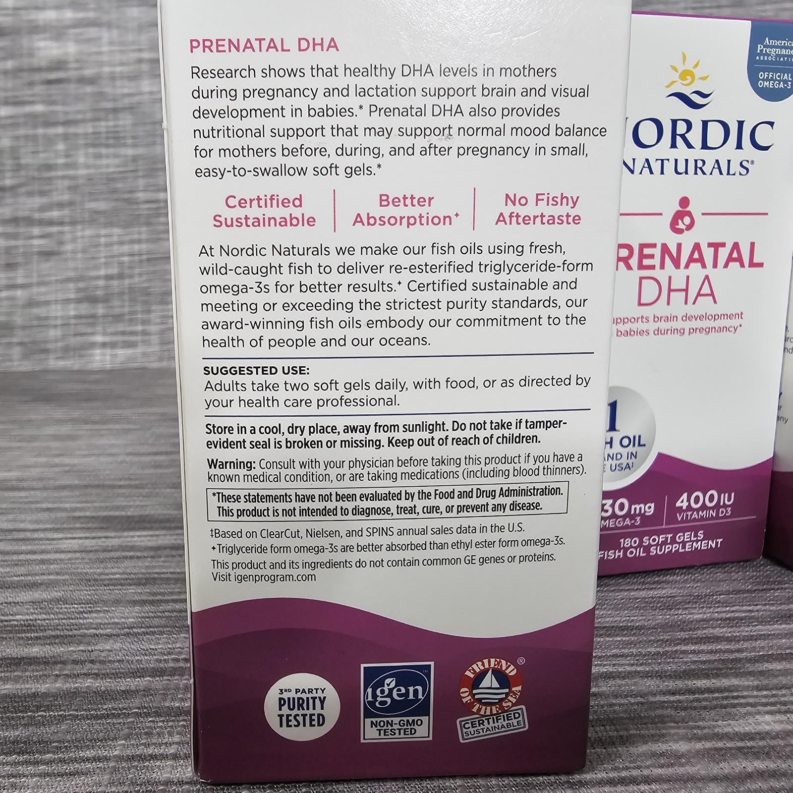 3 Pack Nordic Naturals Prenatal DHA Omega 3 & D3 360 Soft Gels Exp 2027/2028