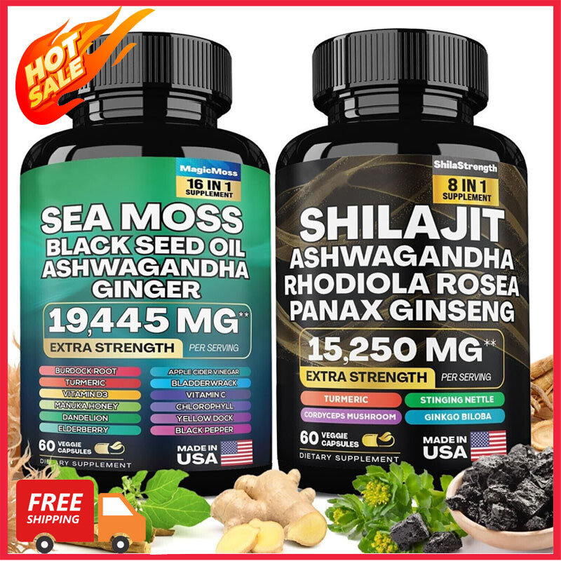 Dynamic Vitality Bundle – Sea Moss Multivitamin & Shilajit Power Combo Set -USA