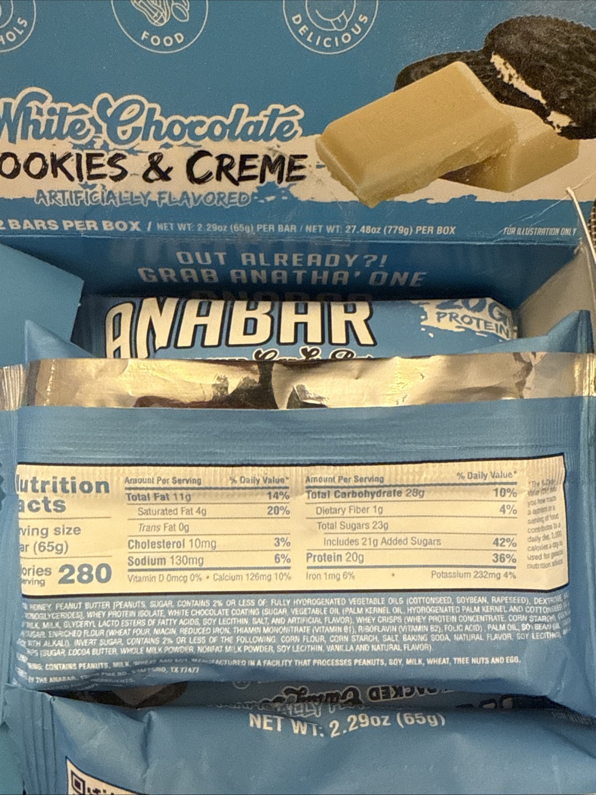 Anabar Cookies and Cream 12 Protein Bars Final Boss Performance 21 Grams