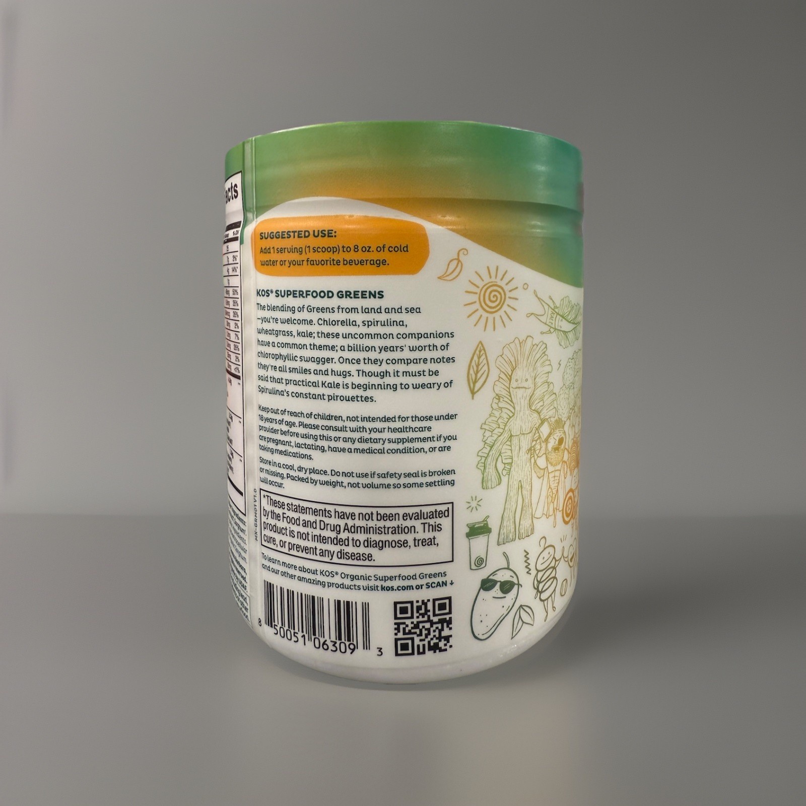 Kos Organic Superfood Greens Mango Flavor 9.38 oz Detox Digestion Immunity