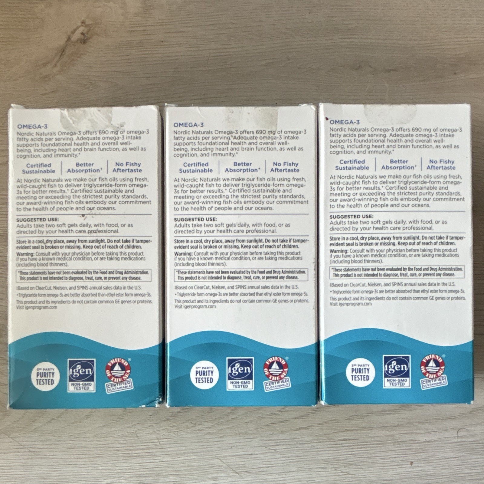 3 Pack Nordic Naturals Omega-3 Fish Oil Lemon 360 Softgels Each Exp 02/27