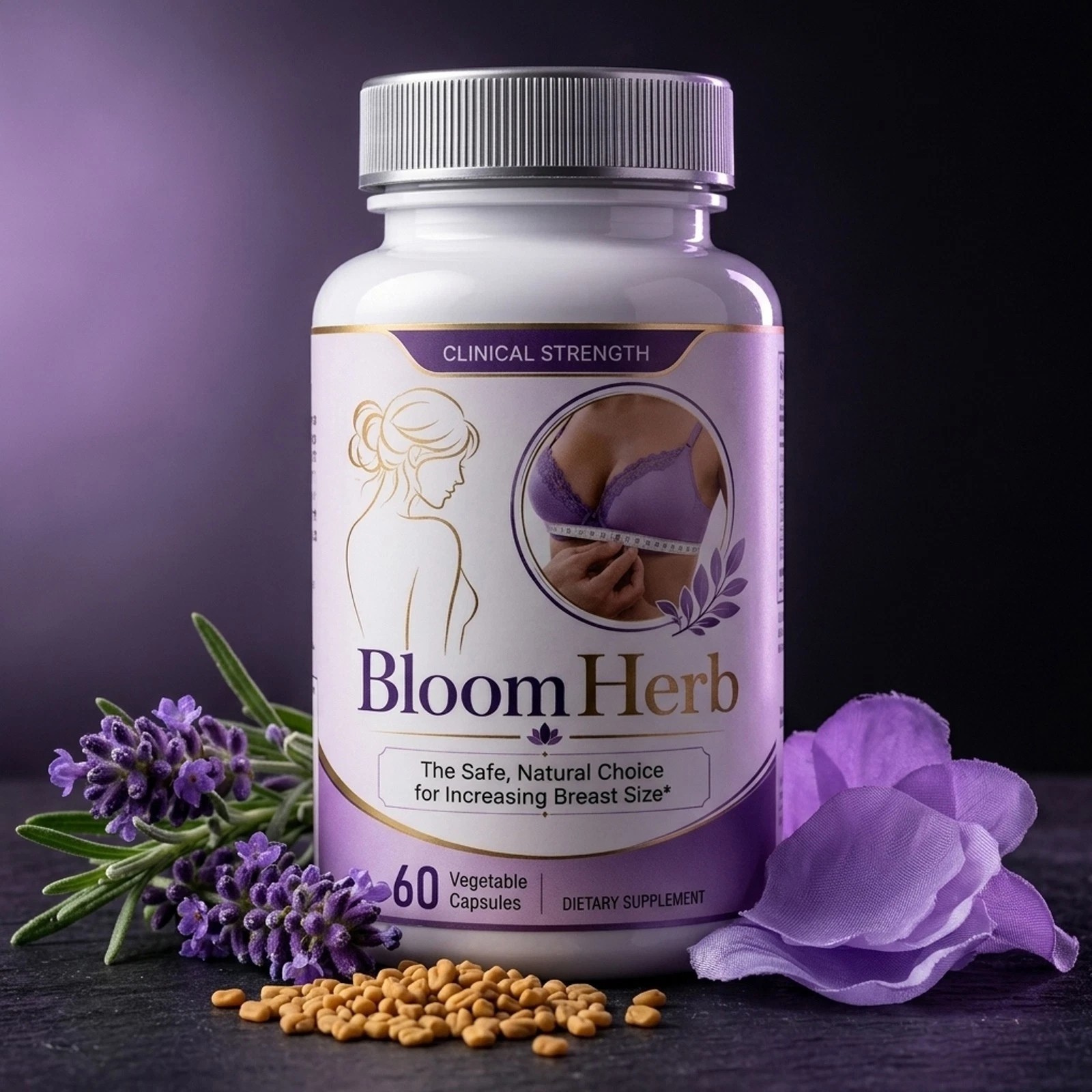 Bloom Herb Capsule Natural Breast Enhancement Support Herbal Supplement 60 Count