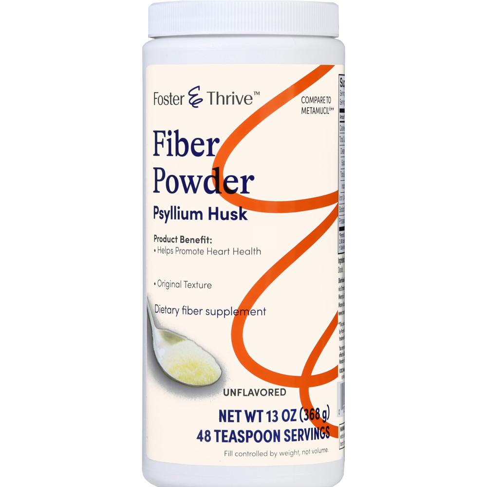 Foster & Thrive Fiber Powder Psyllium Husk Supplement Unflavored 48 Doses13 oz