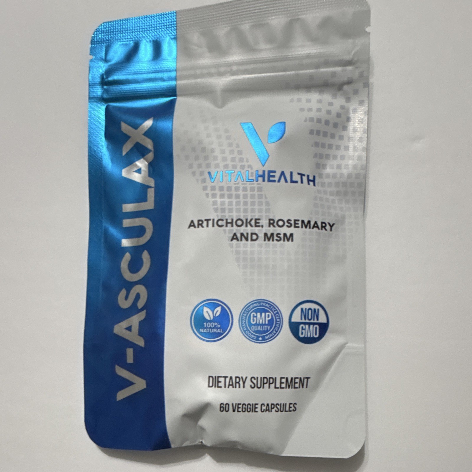 VitalHealth V-ASCULAX Artichoke Rosemary MSM 60 Capsules Non-GMO