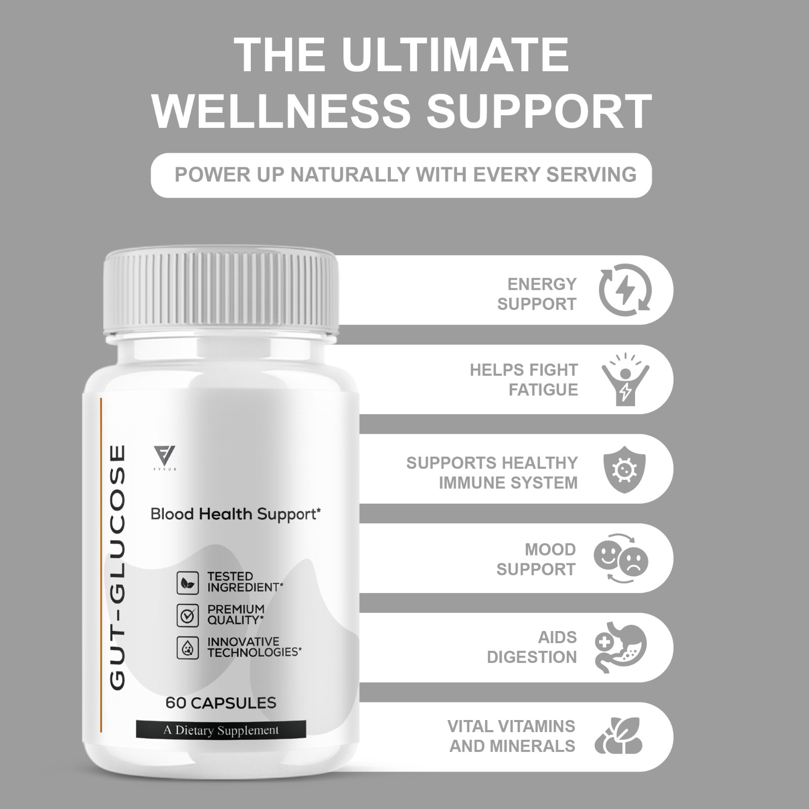 (5 Pack) Gut-Glucose Blood Support, Gut-Glucose Supplement (300 Capsules)