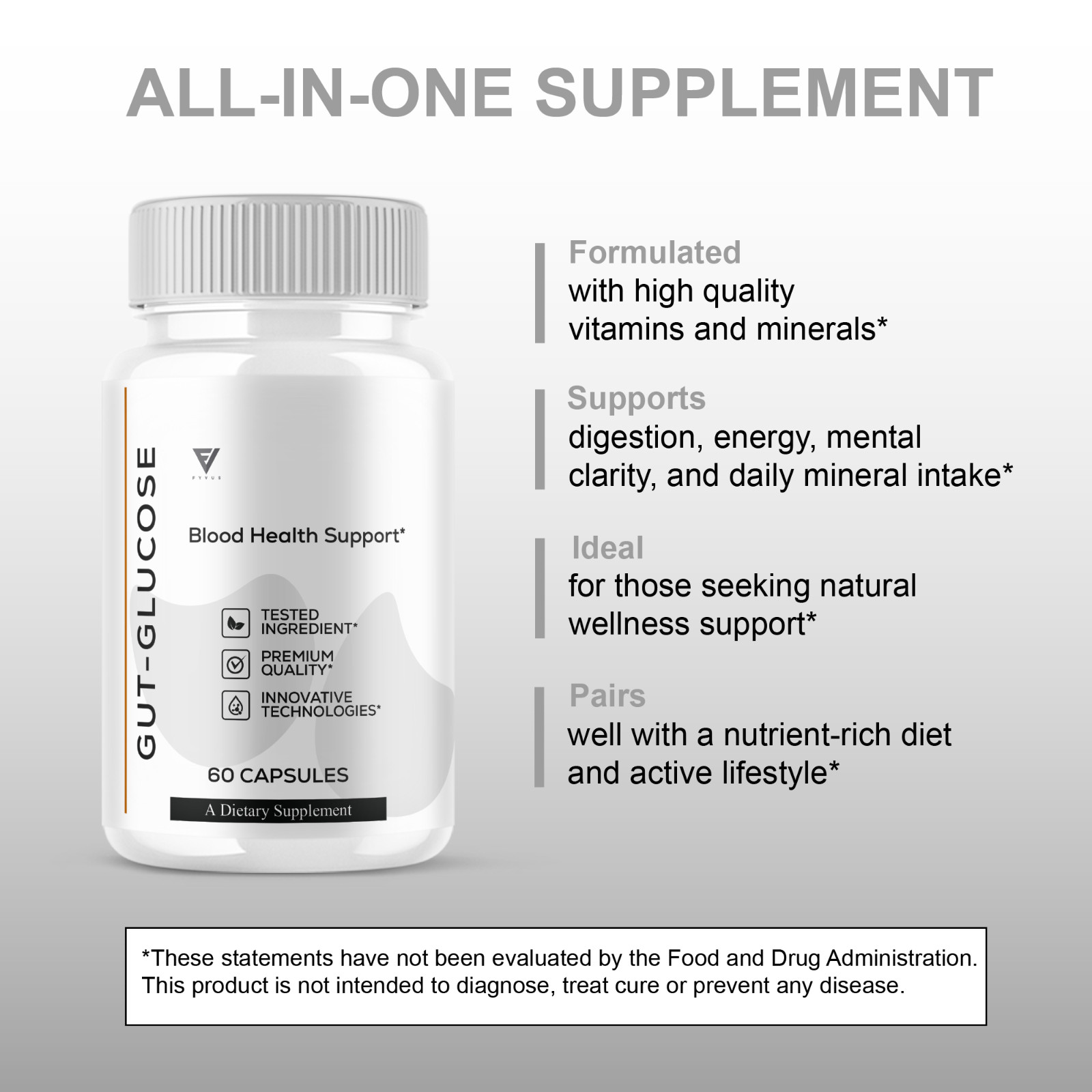 (5 Pack) Gut-Glucose Blood Support, Gut-Glucose Supplement (300 Capsules)