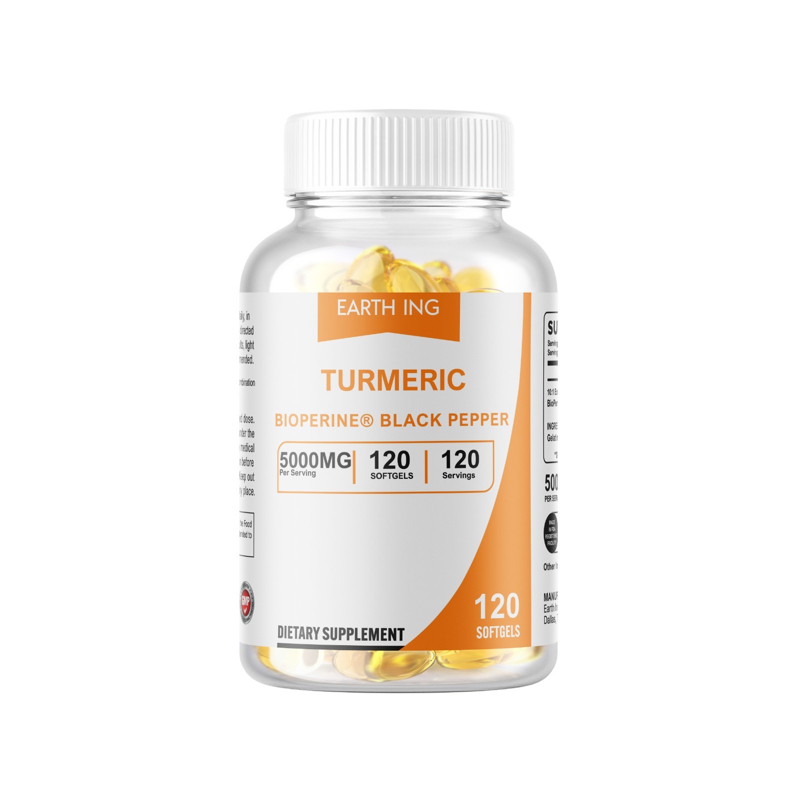 Turmeric Curcumin 5000mg Herbal Extract with BioPerine Servings 240 Softgels
