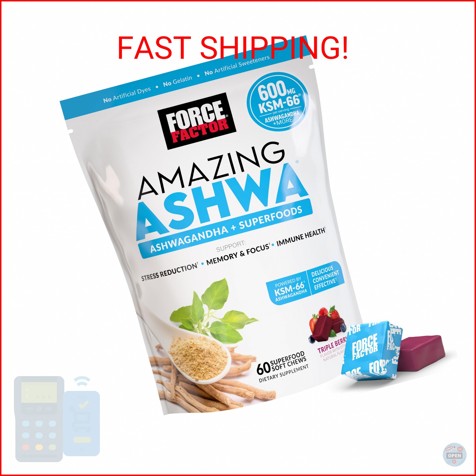Force Factor Amazing Ashwa for Stress Relief, Memory, Focus, and Immune Support