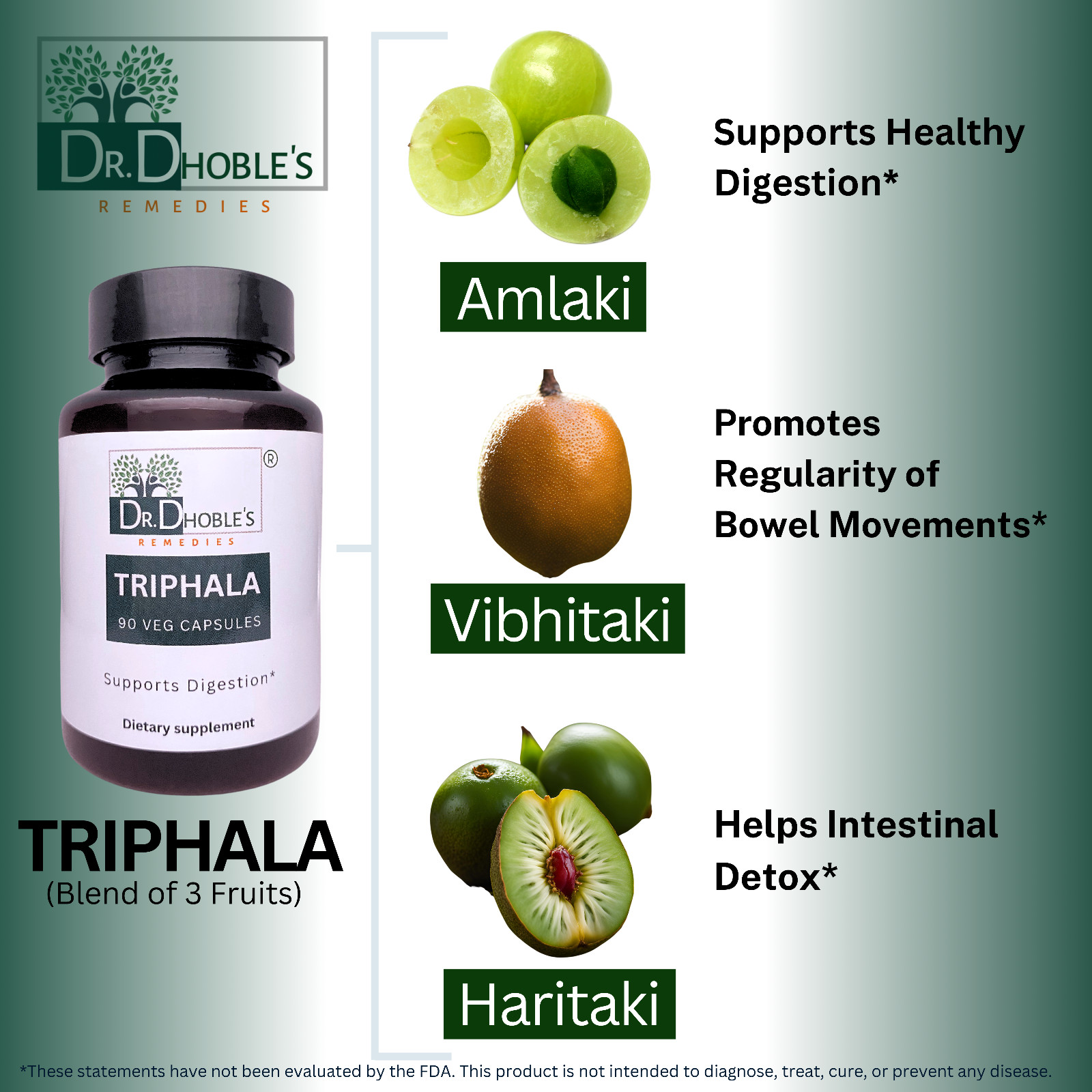 Triphala Capsules · USDA Organic · 900 Mg Per Serving · Vegan Supplement · 90 Ct