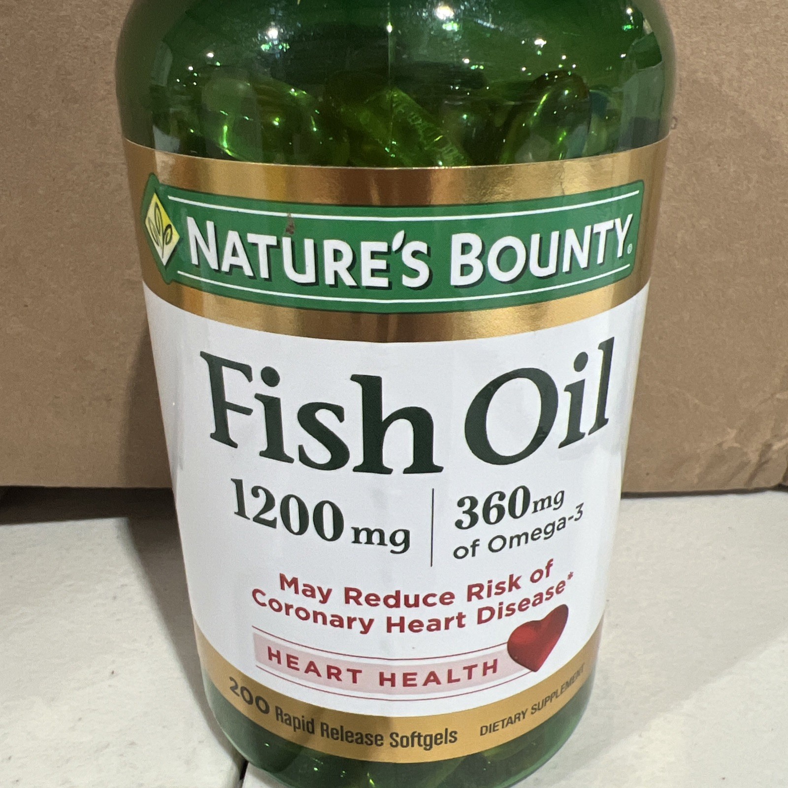 Nature’s Bounty Fish Oil 1200mg 200 Softgels Rapid Release Omega-3 Heart