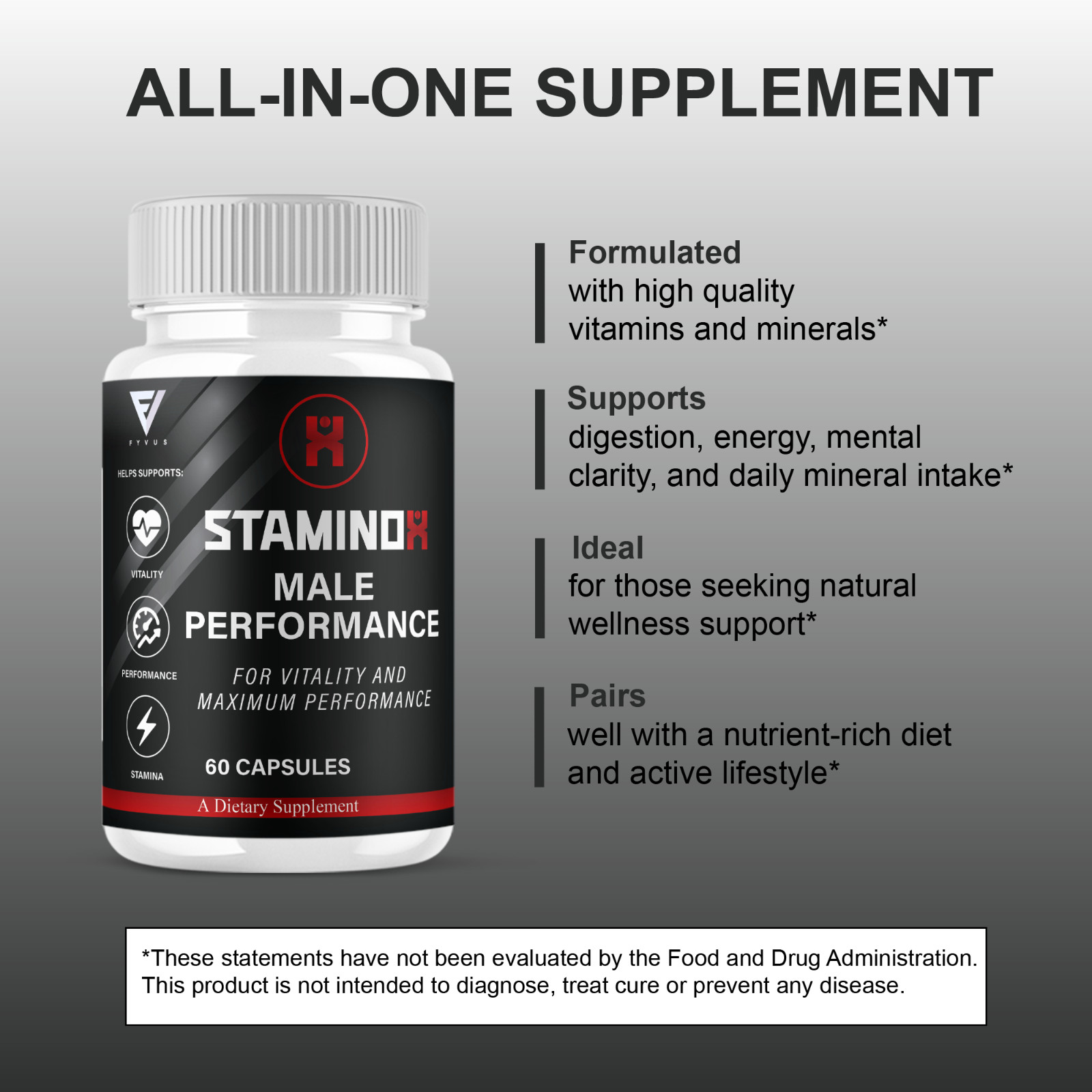 (3 Pack) Staminox Premium Performance Supplement, Staminox Pills (180 Capsules)