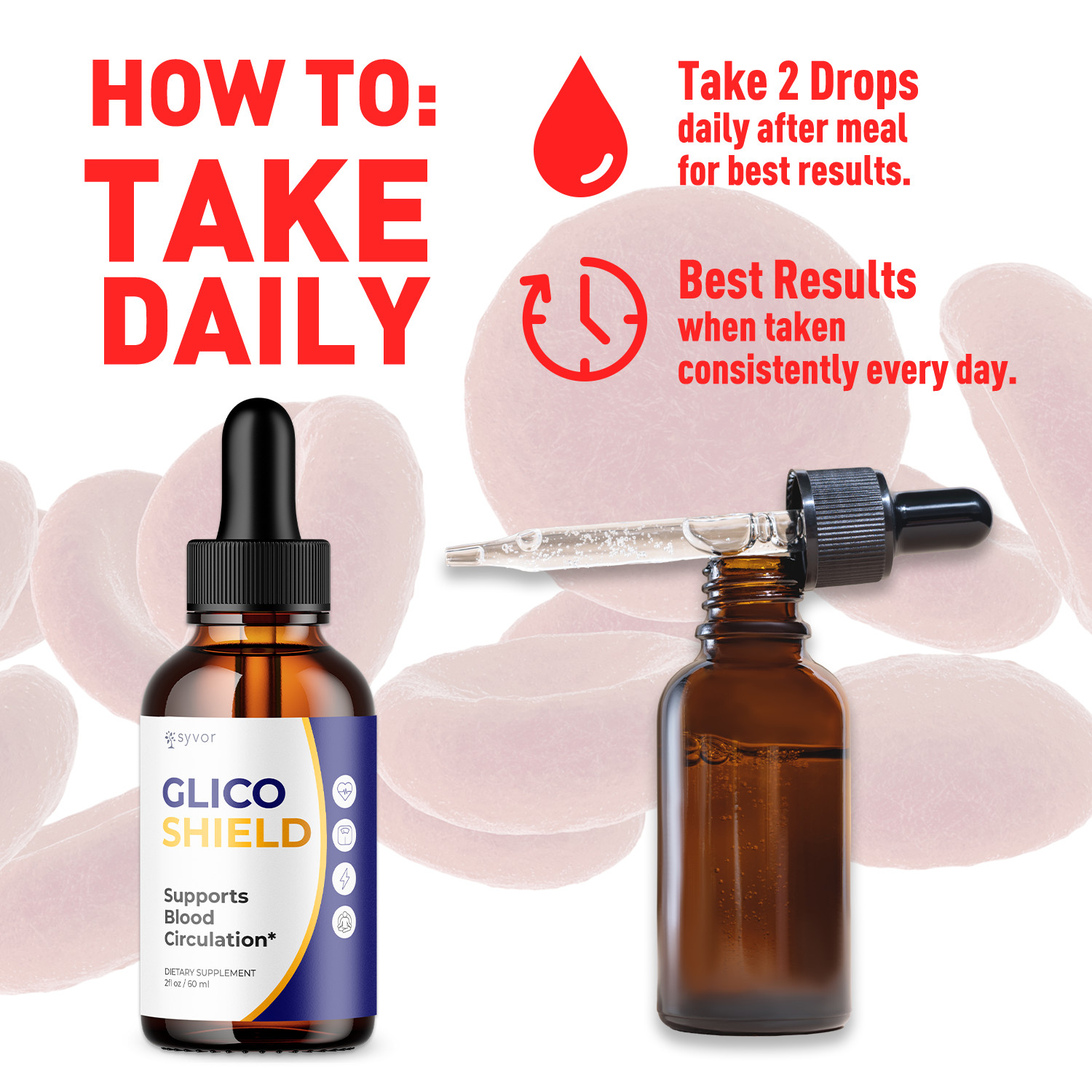 (1 Pack) Glico Shield Blood Support Drop GlicoShield Vitamin Formula 30 Servings