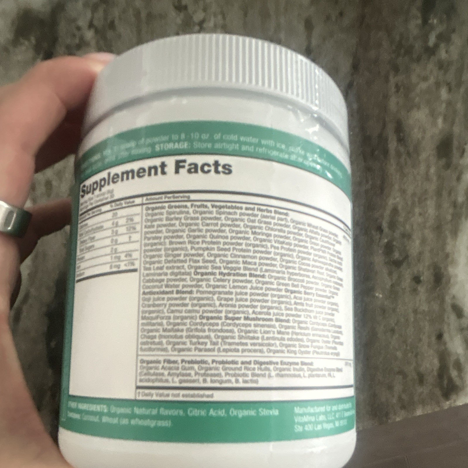 Zena Greens Organic Super Greens Powder Digestive Support 30 Servings 8.46oz
