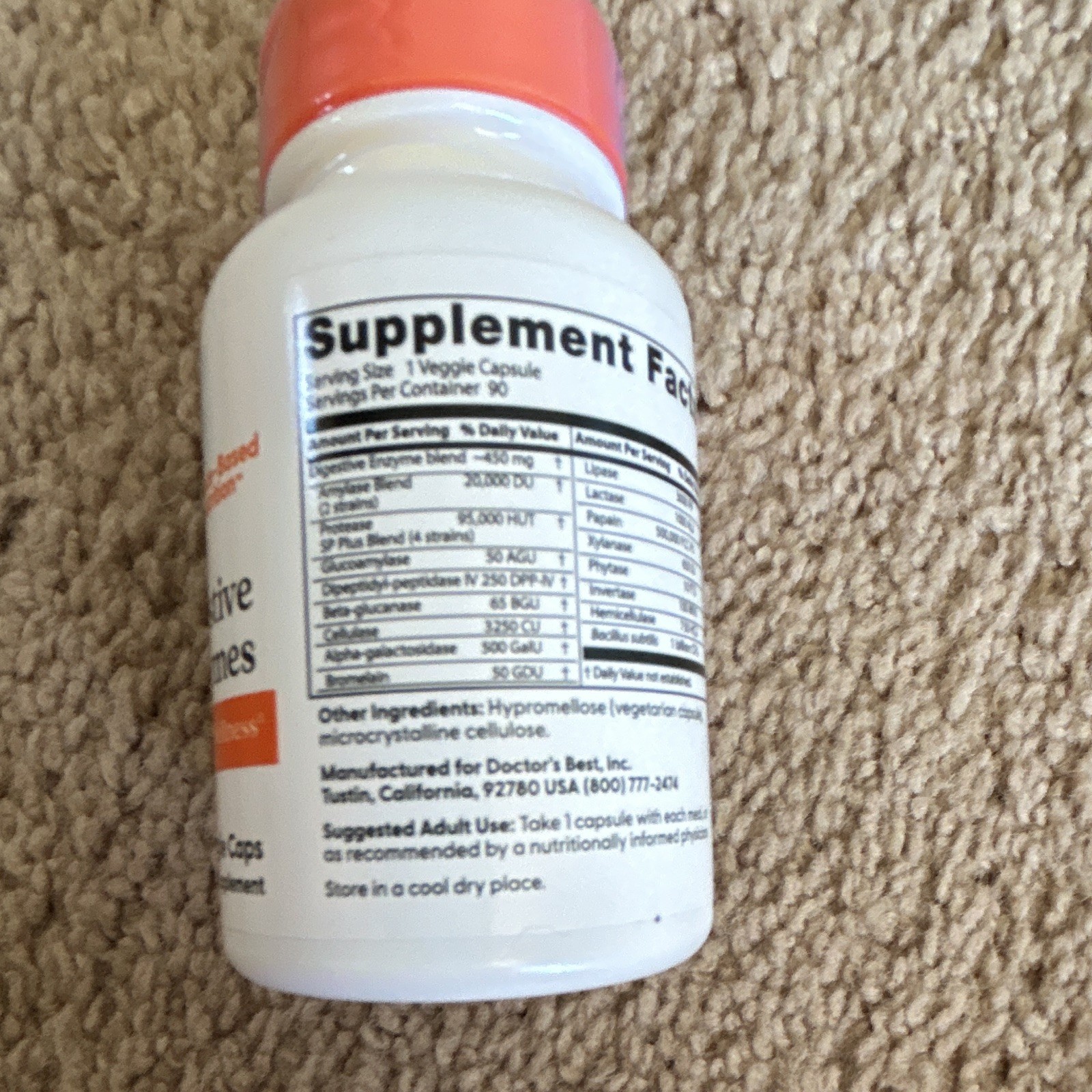 Doctor’s Best Digestive Enzymes 90 Veggie Caps Vegetarian Non-GMO Exp 01/2028