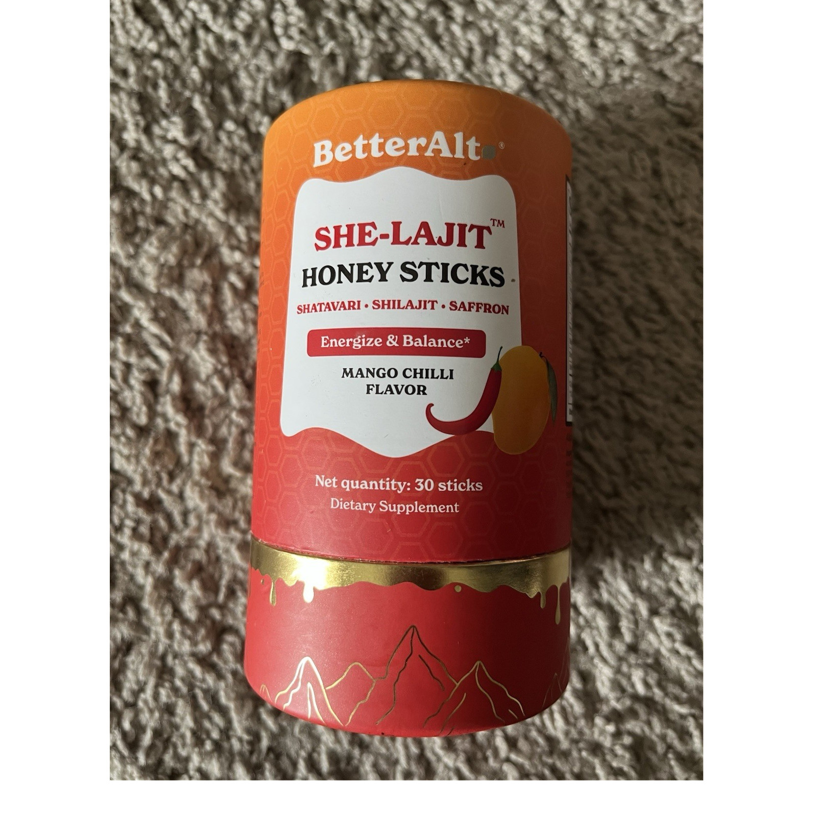 BetterAlt Shatavari Shilajit Saffron Mango Chilli Honey Sticks 30 Count