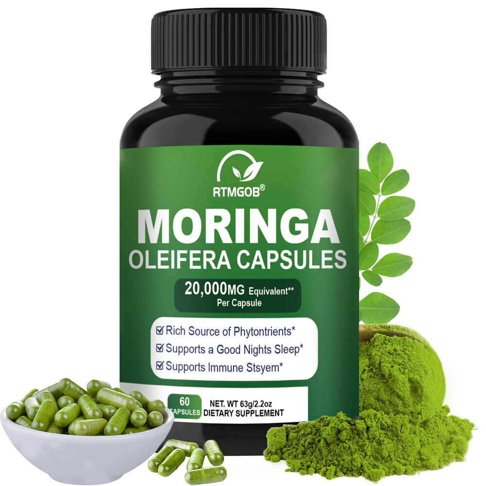 1-3PACK Moringa Capsules 20000Mg per Serving, 60 Total Capsules Green Superfood