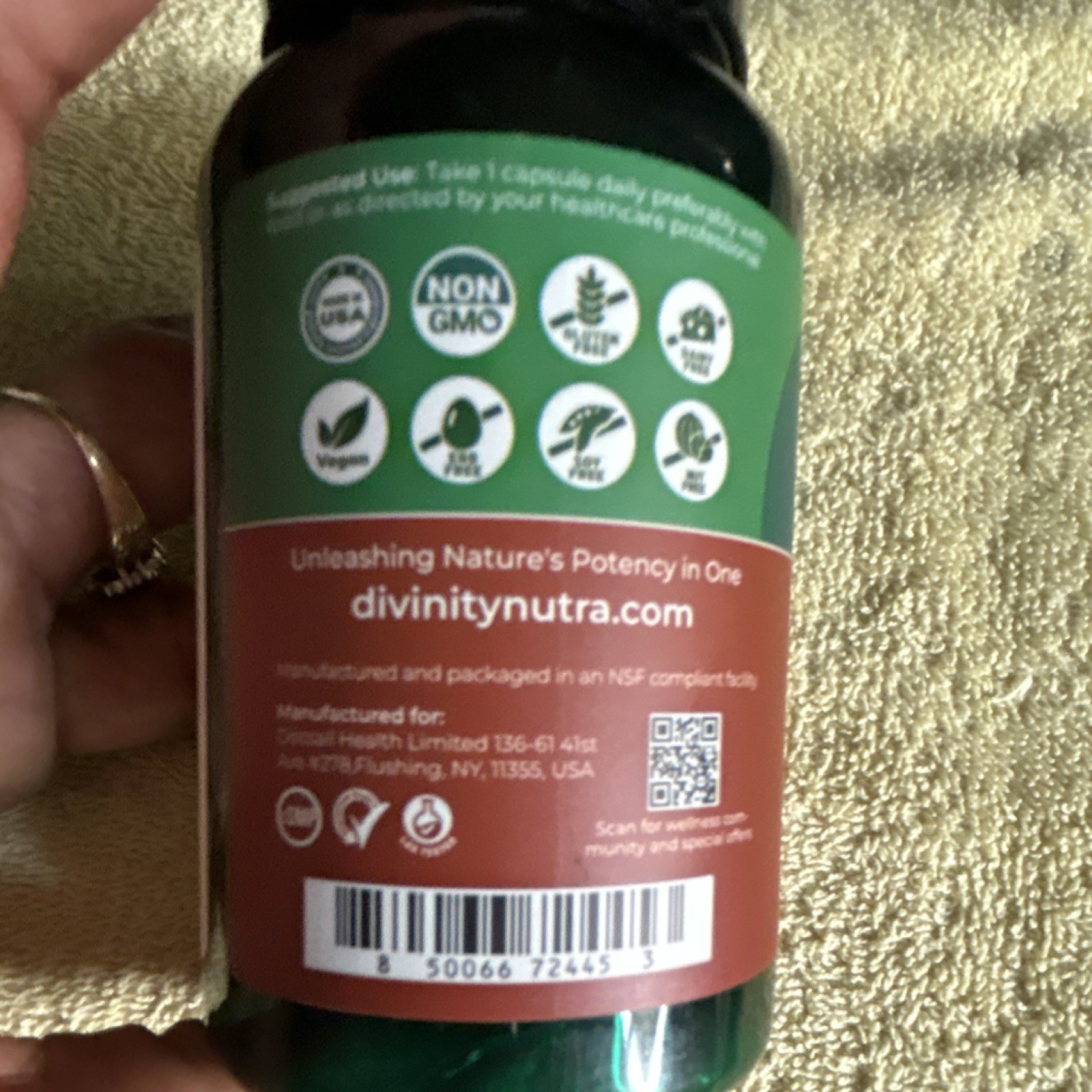 Divinity Nutra Berberine Bitter Melon Ginkgo Vegan Capsules Gluten Free 60ct