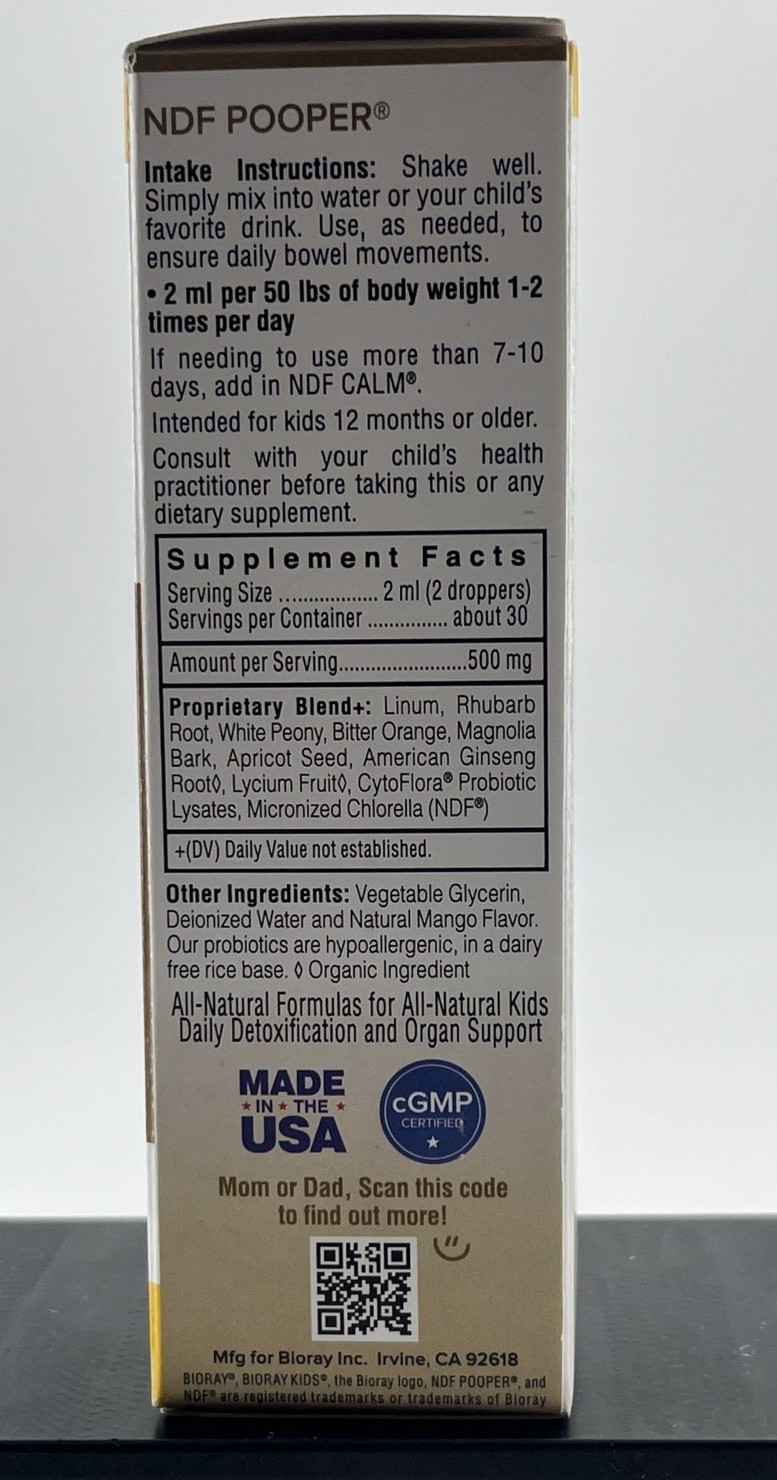Bioray Kids NDF Pooper Mango Flavor (2 oz) NIB- EXP 7/2027 -FREE SHIPPING