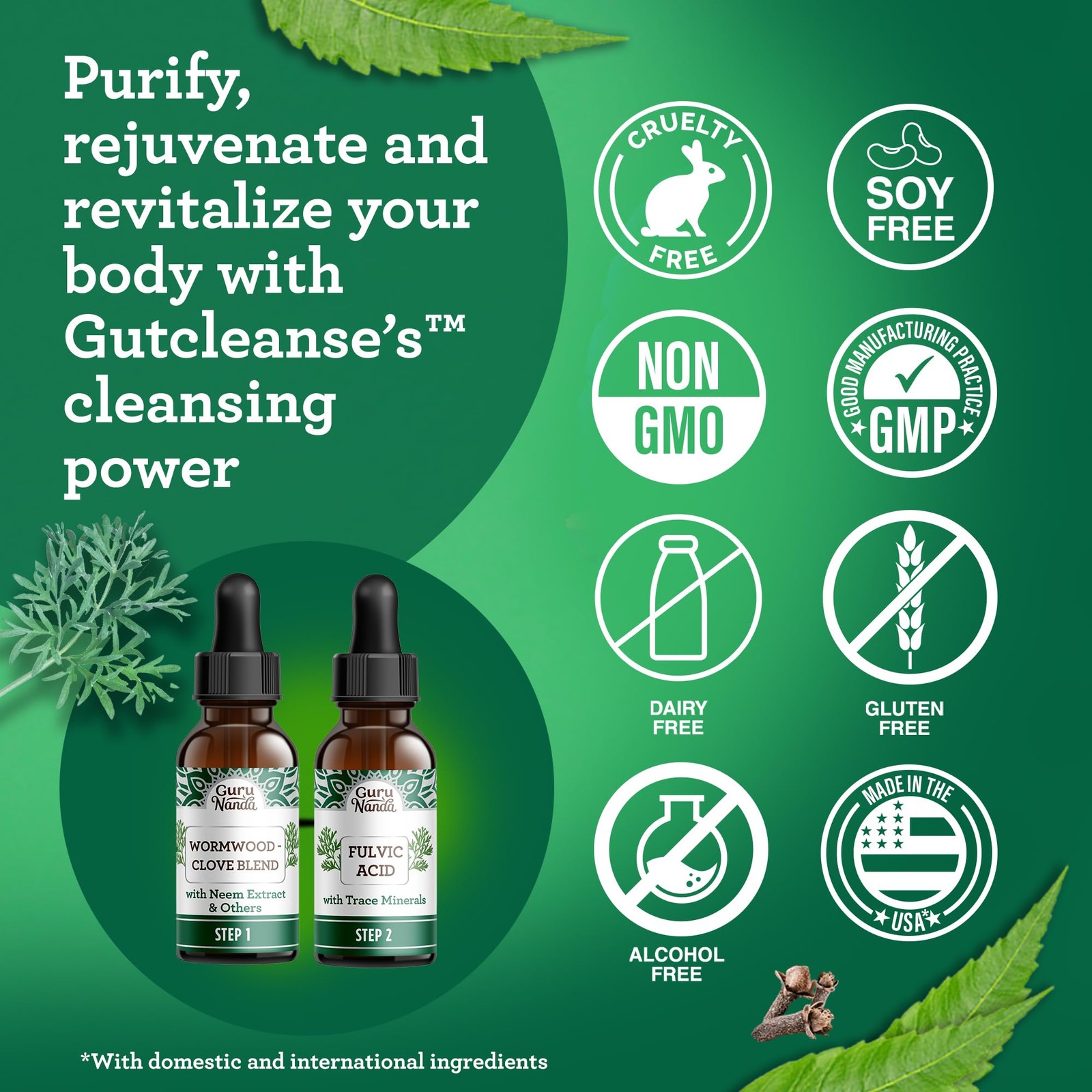 GuruNanda Gutcleanse 2-Step Kit – Dietary Supplement to 2 Fl Oz (Pack of 1)