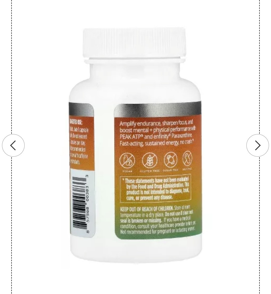BrainMD Peak Energy Vegan Gluten-Free Sugar-Free Non-GMO 30 Capsules Exp 03/2028