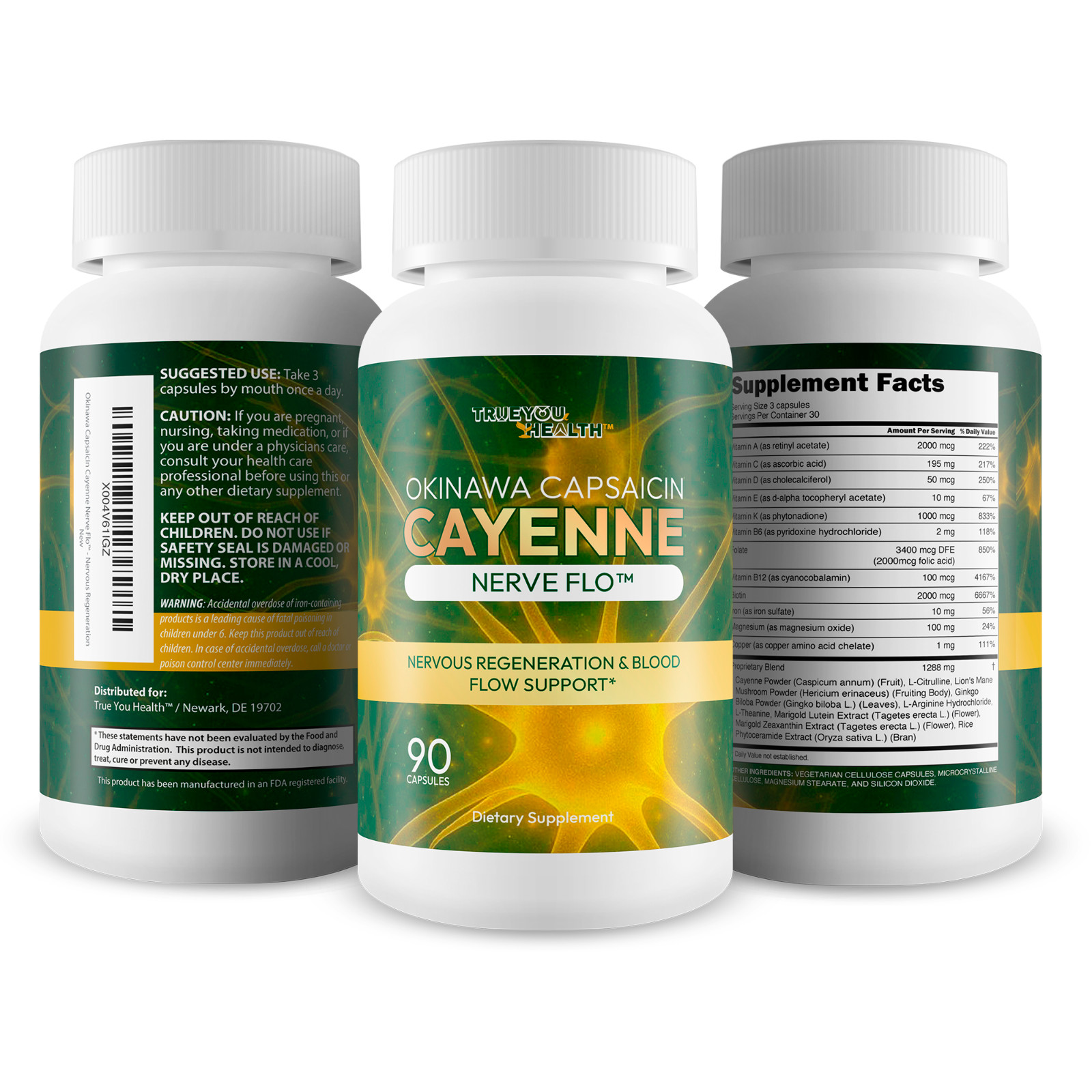 Okinawa Capsaicin Cayenne Nerve Flo – Neuropathy, Memory, & Pressure Supplement