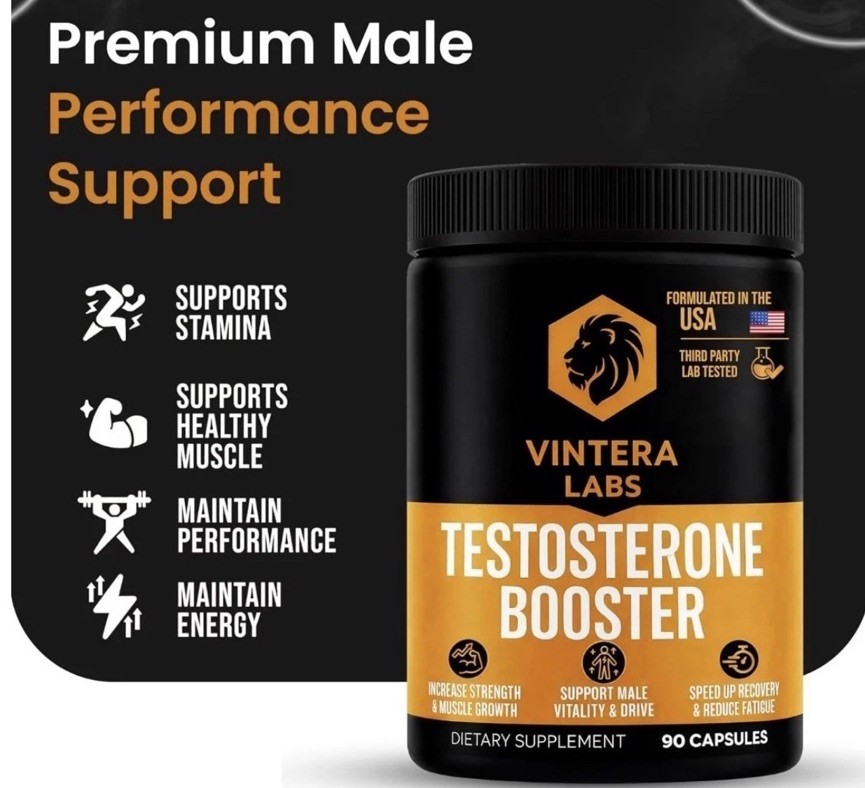 Testosterone Booster for Men High Potency Max Absorption Muscle Growth Vintera