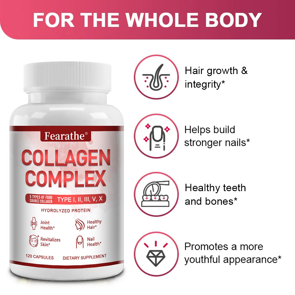 Collagen Complex for Women Collagen Protein Types I,II,III,V,X, Anti-Aging