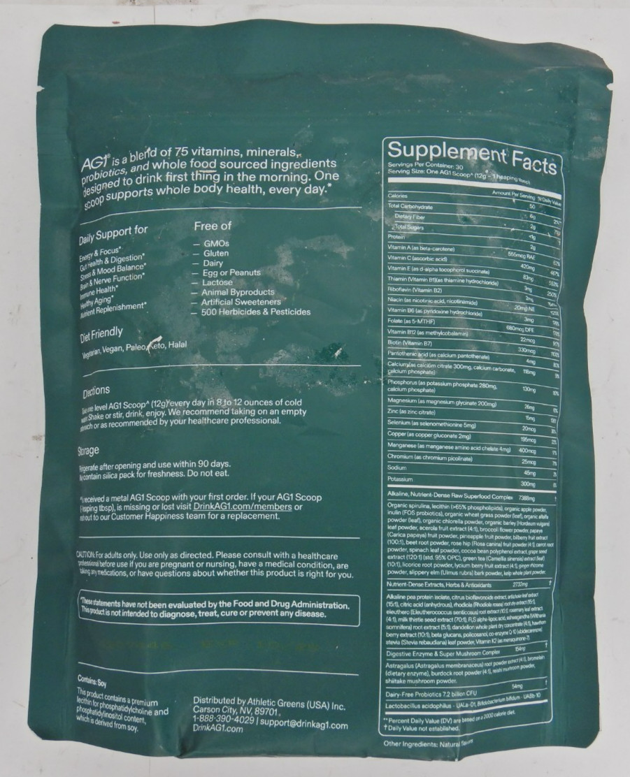 Genuine AG1 Athletic Greens Powder Pouch 12.7oz 360g EXP 10/25