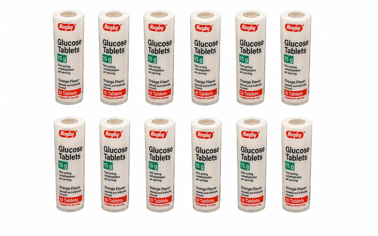 Rugby Glucose Tablets 15g Fast Acting Carbohydrate Orange Flavor 10ct Lot Of 12