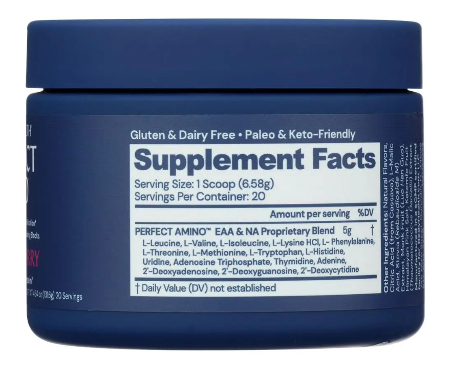 Bodyhealth Perfect Amino Essential Amino Acid Powder, 4.6 oz (20 servings) Berry
