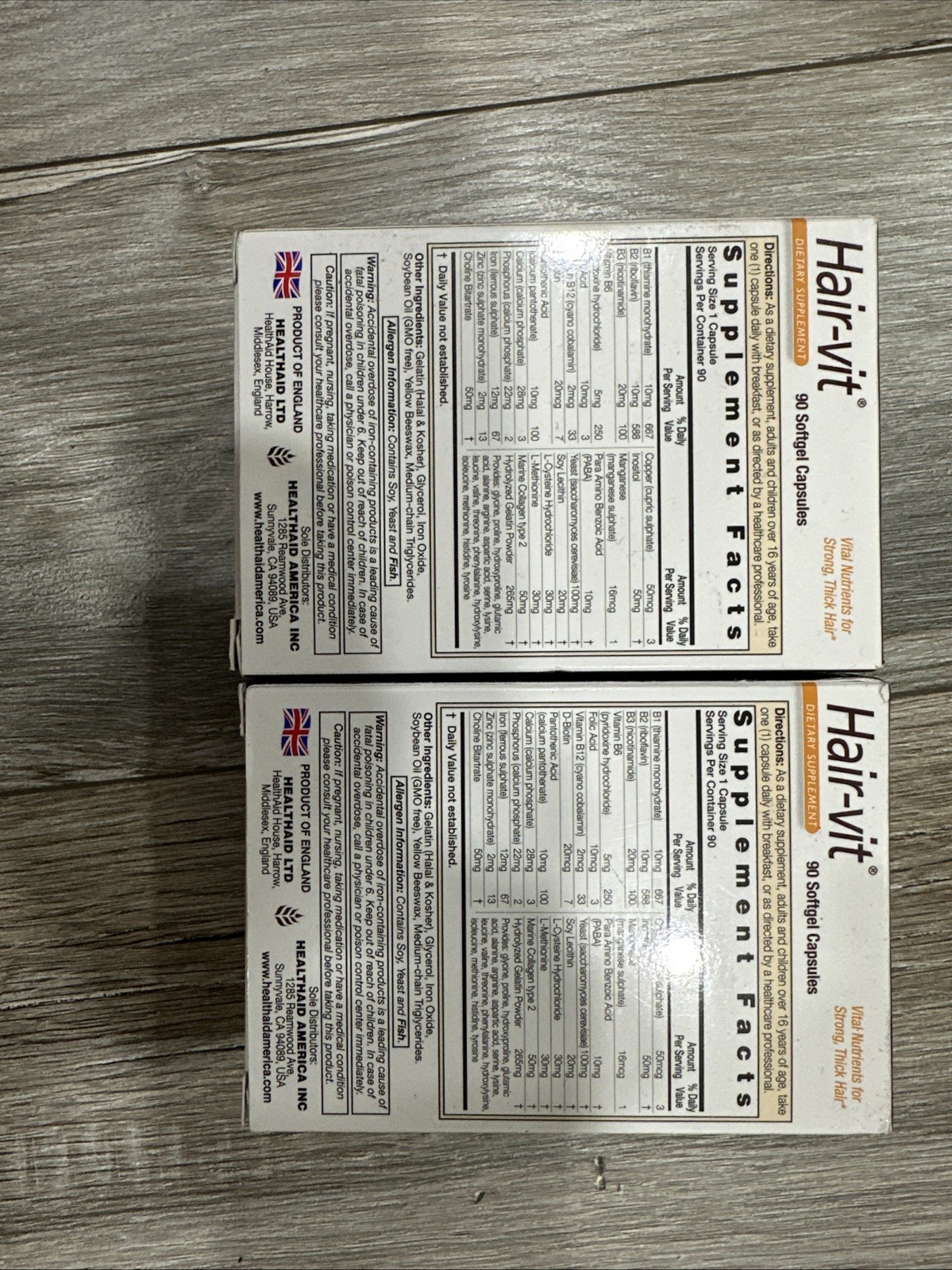 X2 Hair-vit, 1 Daily,4Strong,Thick;Shiny Hair,B-Vitamins+Amino Acids 180 Total