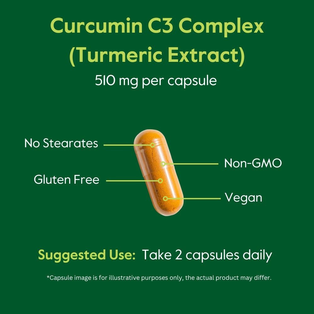 Curcumin 510mg (Turmeric)(120 Veg Caps) with Curcumin C3 Complex & Bioperine