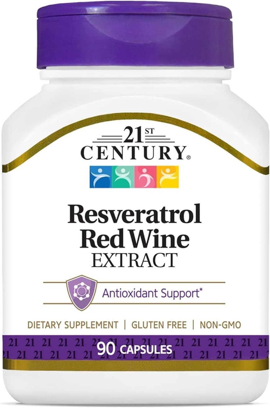 21st Century Resveratrol Red Wine Extract Capsules, 90 Count (Pack of 1)