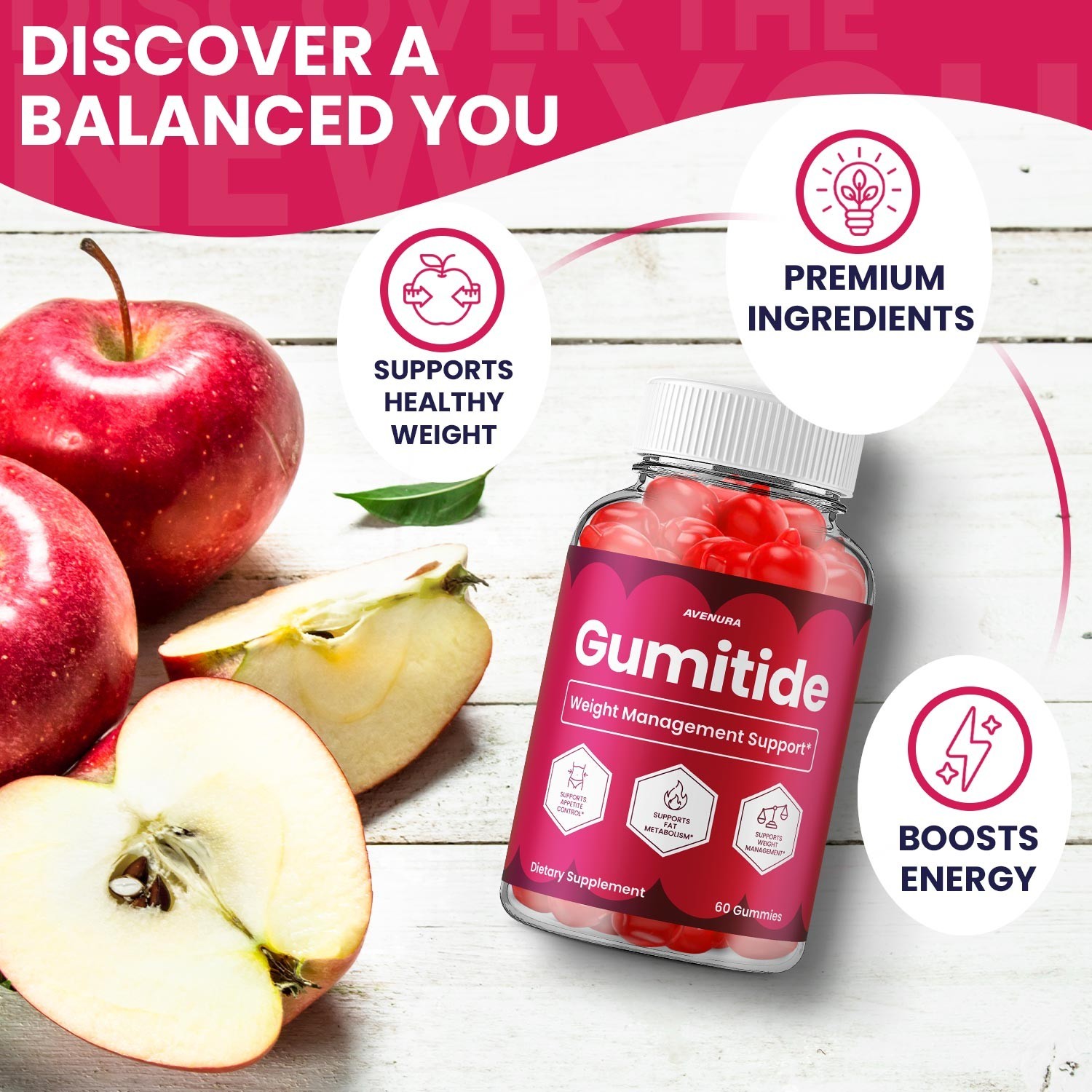 (2 Pack) Gumitide ACV Gummy – Natural Ingredients for Overall Wellness Support