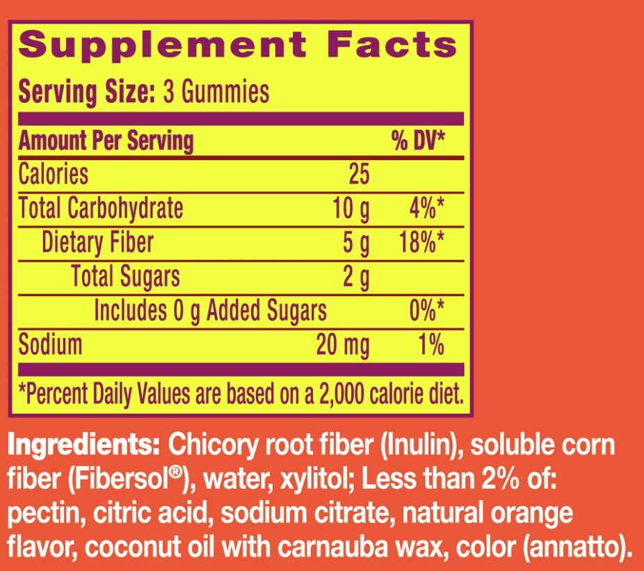 Metamucil Fiber Sugar-Free Orange Gummies Supplement Orange Flavor Pack-72 NEW