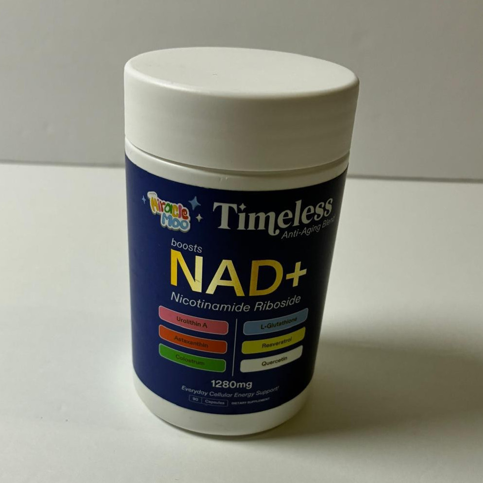 Miracle Moo Timeless NAD+ 1280mg 90 Capsules w/ Resveratrol Exp 12/2027