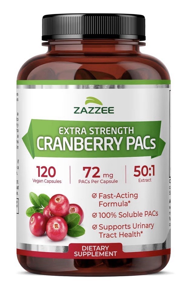 Zazzee Cranberry PACs Extra Strength Urinary Tract Support 100% Soluble 120 Caps