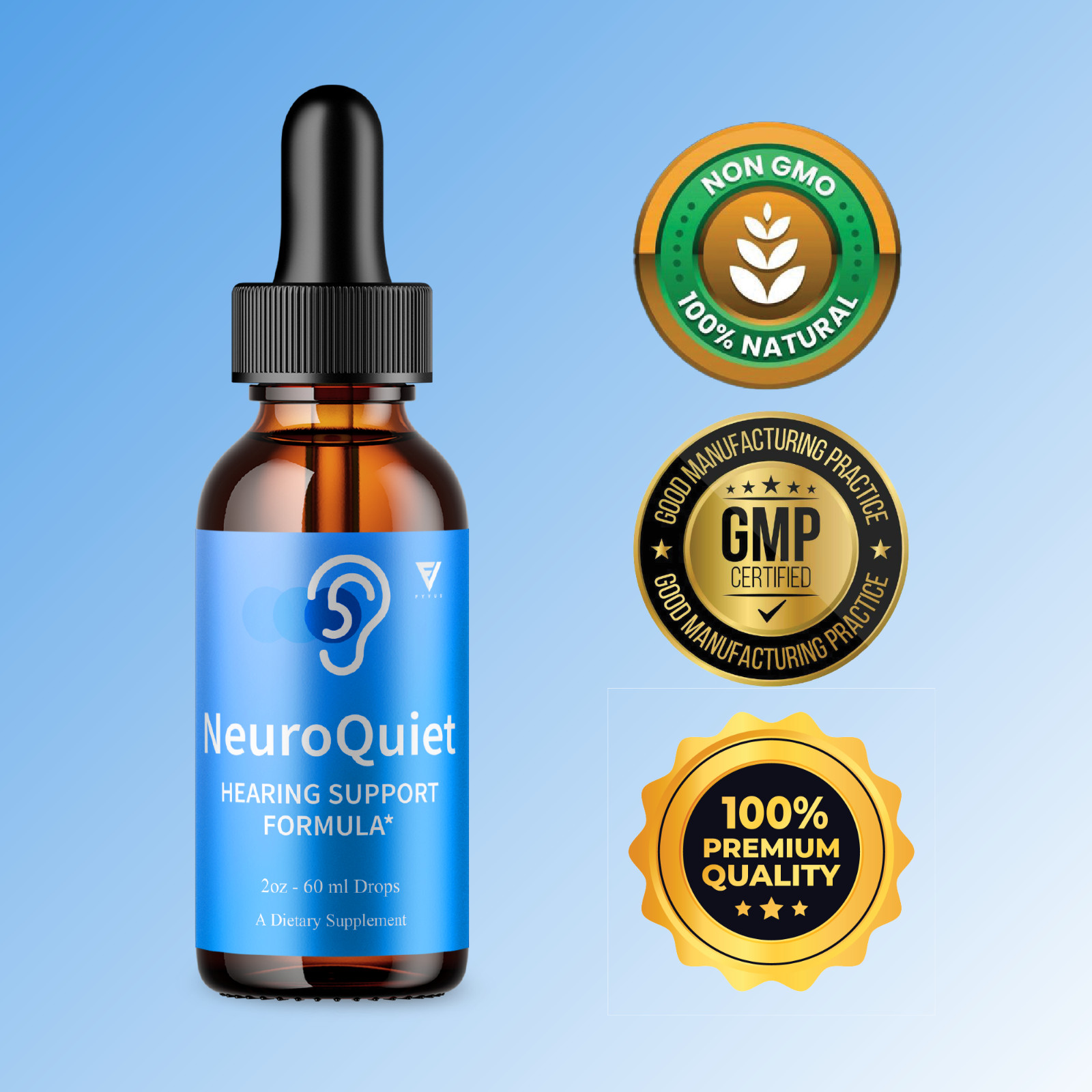 (3 Pack) Neuro Quiet Hearing Drops, NeuroQuiet Ear Health Supplement (6oz)