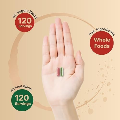 Fruit & Veggie Supplement – 480 Vegetarian Capsules | Natural 40 Whole Foods