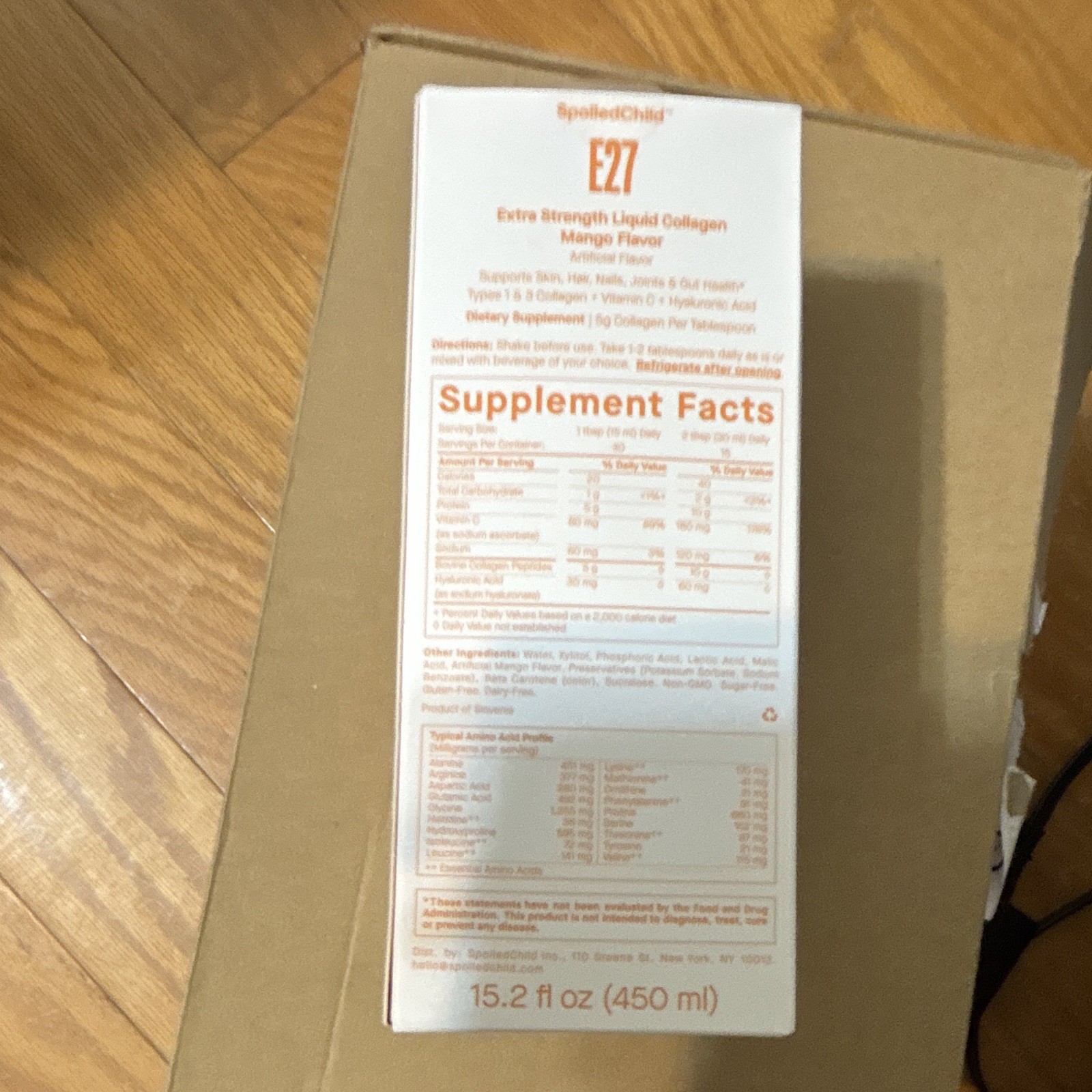 SpelledChild E27 Liquid Collagen Mango 15.2 fl oz Hair Skin Nails Keto