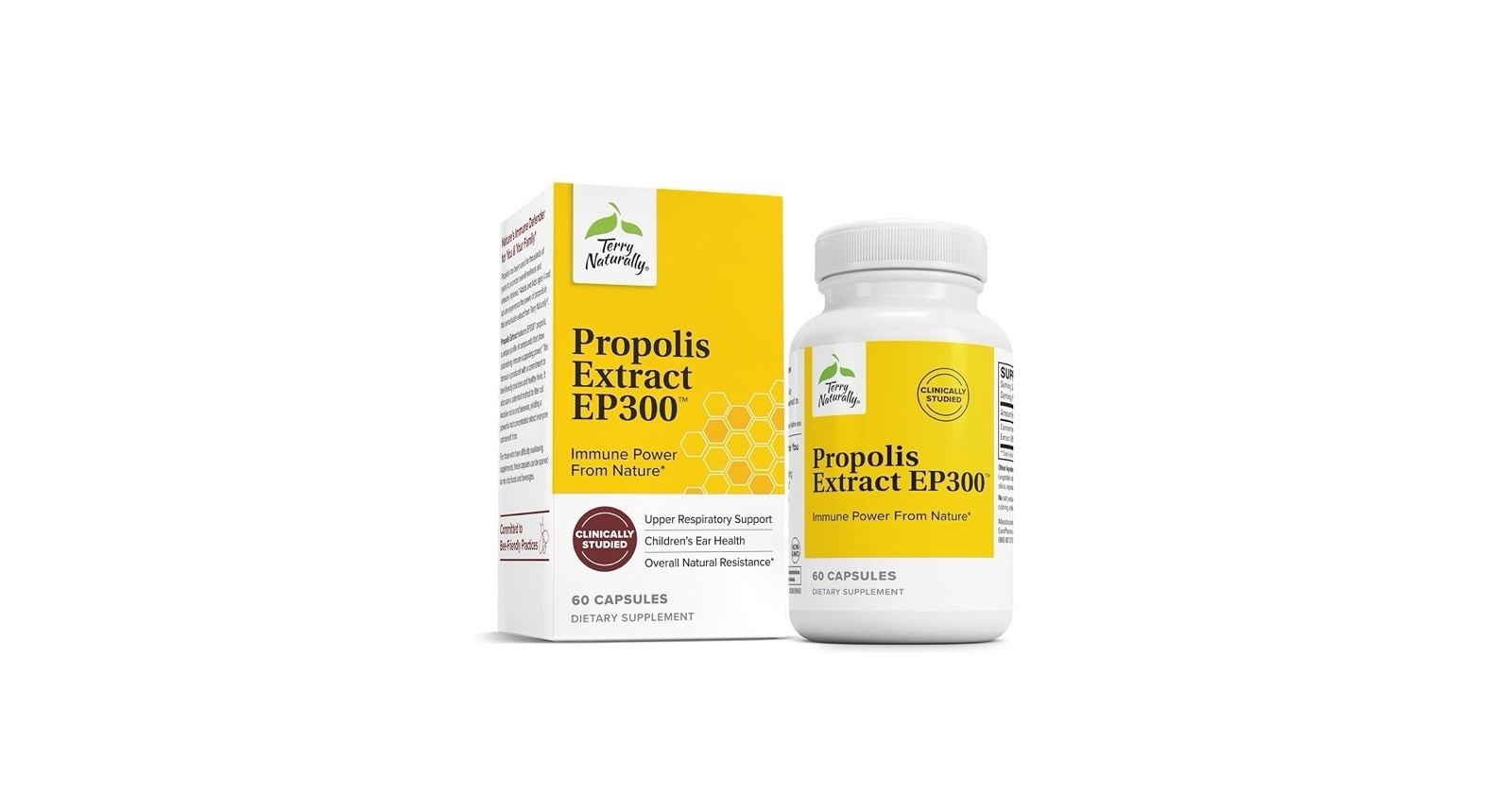 Terry Naturally Propolis Extract EP300 100mg 60 Capsules Non-GMO Lab-Tested