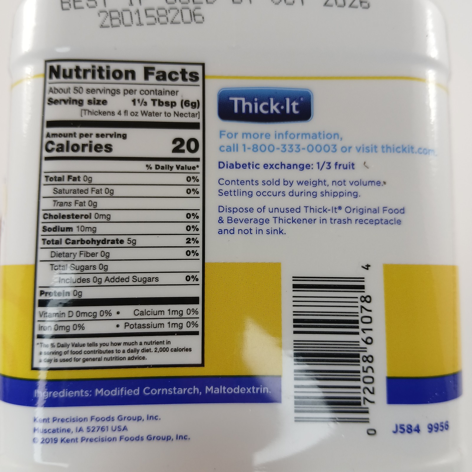 Thick-It Original Food & Drink Thickener Unflavored 10 oz. Canister Exp 10/2026