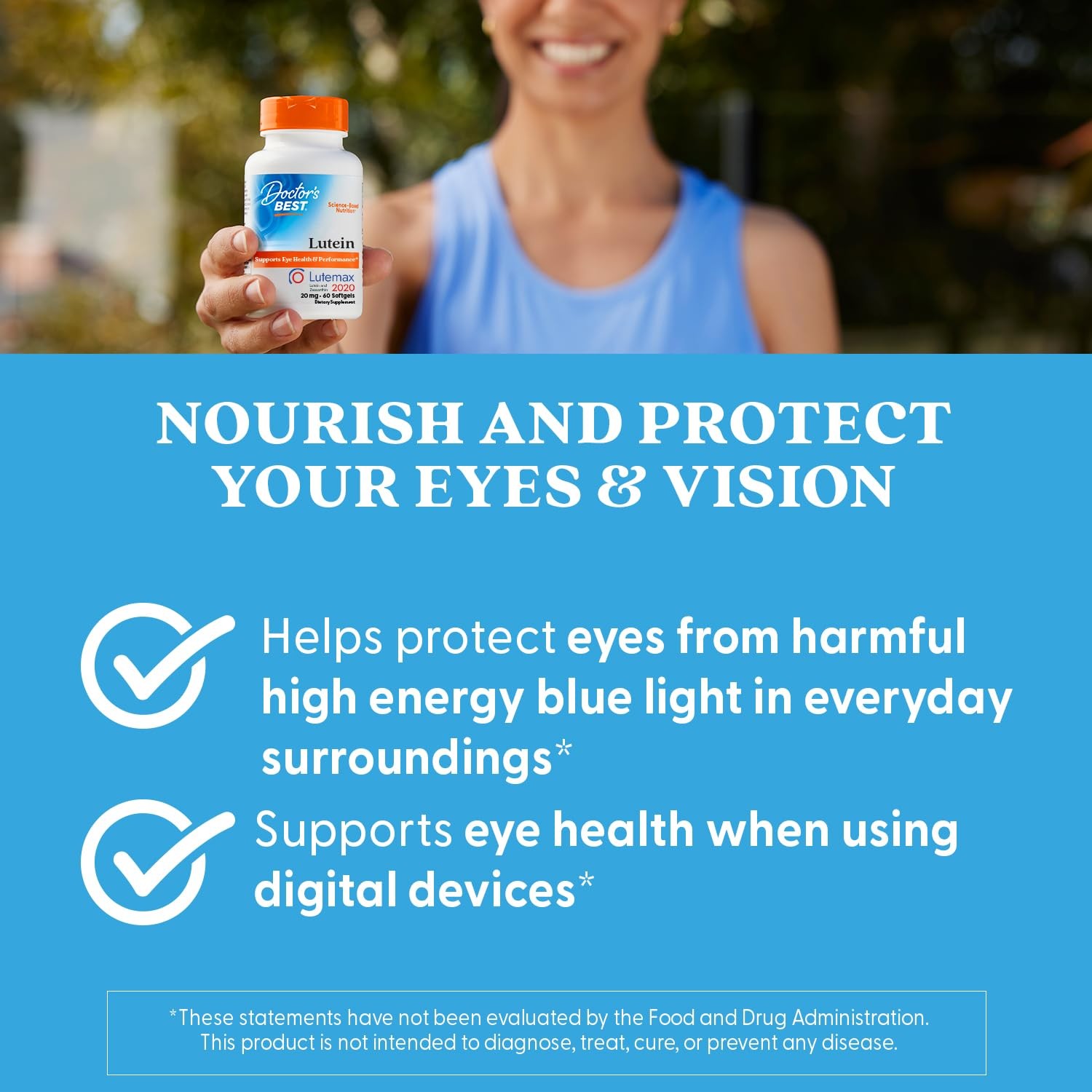Doctor’s Best Lutein Supplement 20mg with 60 Count (Pack of 1), No Color