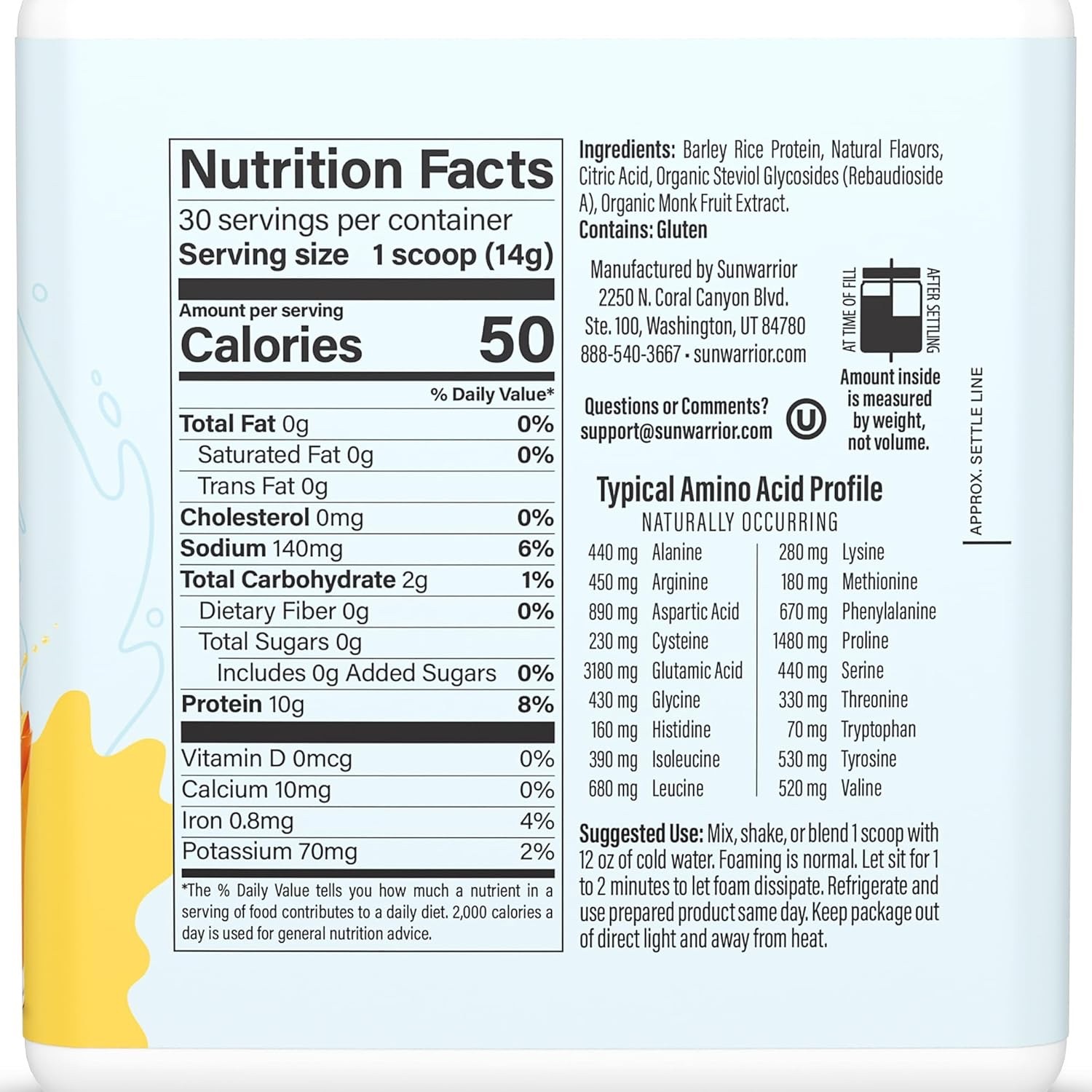 Sunwarrior – Clear Protein Refresher – Peach Mango (420g)