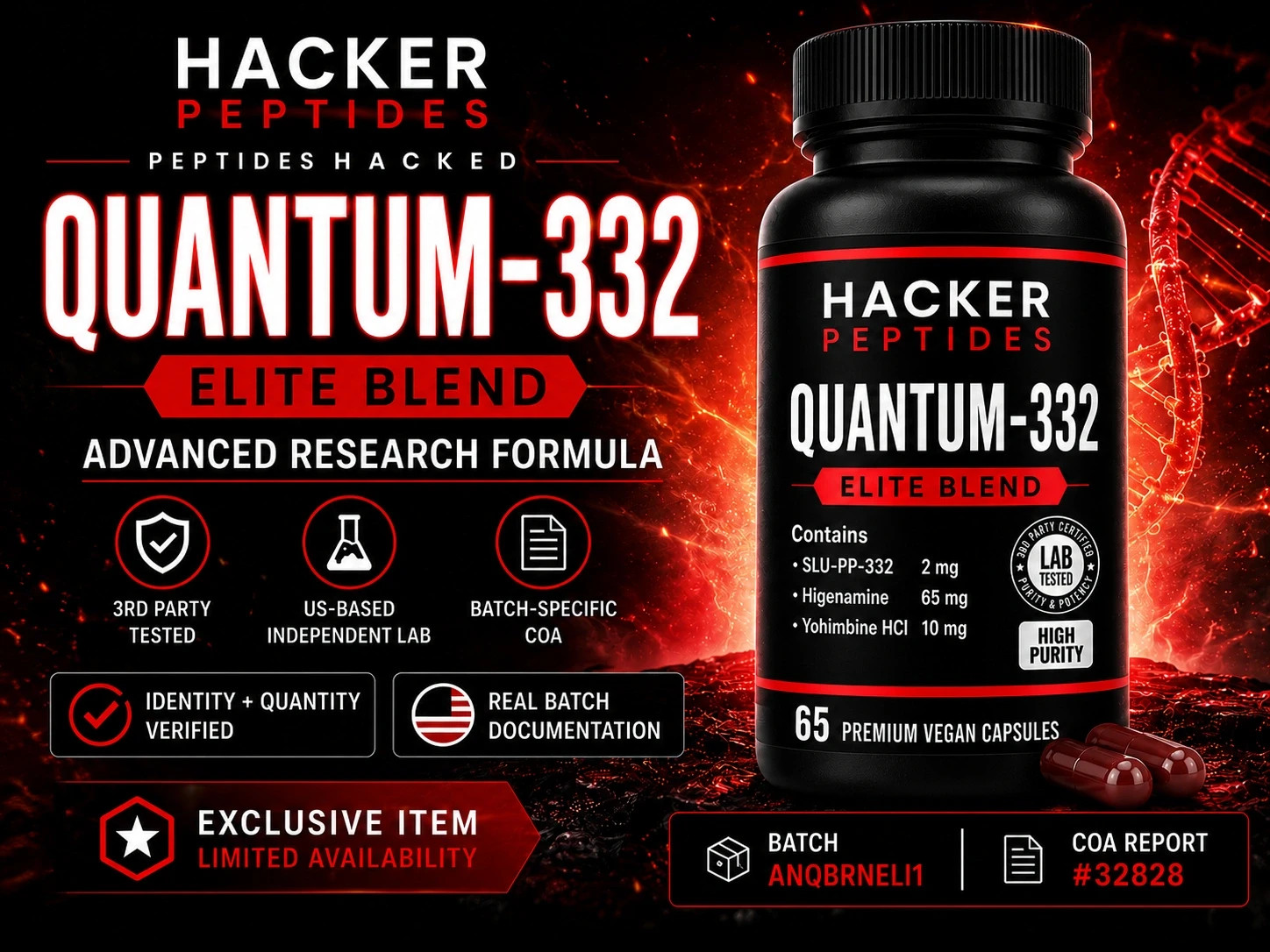 Quantum-332 Elite | 65 Capsules | Exclusive SLU-PP-332 Premium Blend | COA | RUO